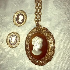Vintage Avon Cameo necklace and earrings